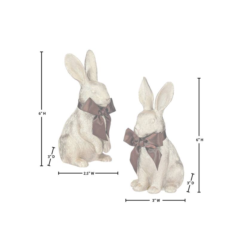 6" Resin Golden Bunny Set of 2