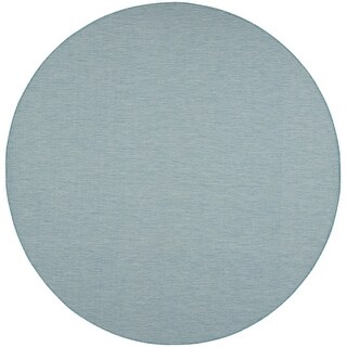 HomeRoots 8' Aqua Round Power Loom Area Rug - 8' Round - Bed Bath ...