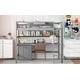 preview thumbnail 4 of 22, Wood Twin Loft Bed with Desk, Blackboard, 3-Drawers and Storage Box, Grey