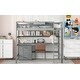 preview thumbnail 4 of 28, Wood Twin Size Loft Bed with Desk, Blackboard, Storage Box, Shelf & 3 Drawers, Safe Design with Guardrails, Grey