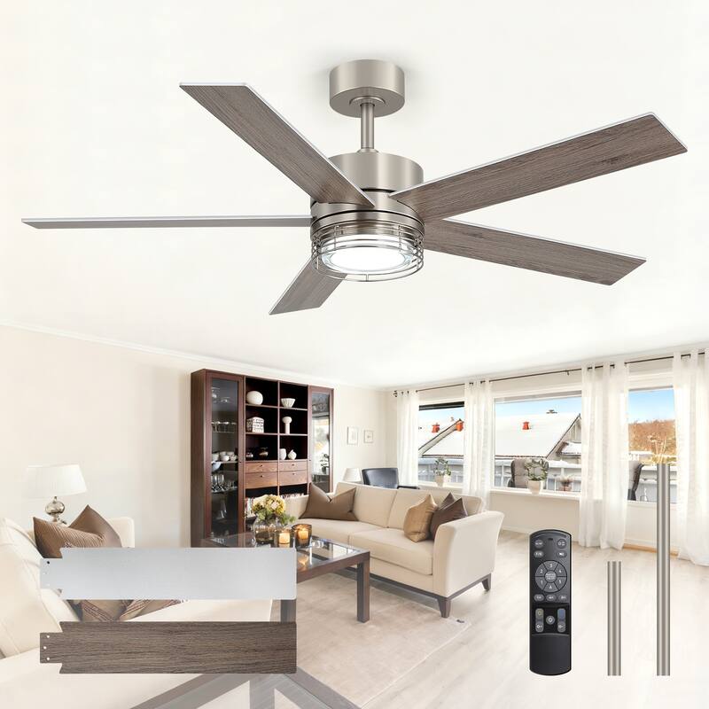 72/52-inch Reversible 8/5-Blade Dimmable LED Ceiling fan with Light and Remote