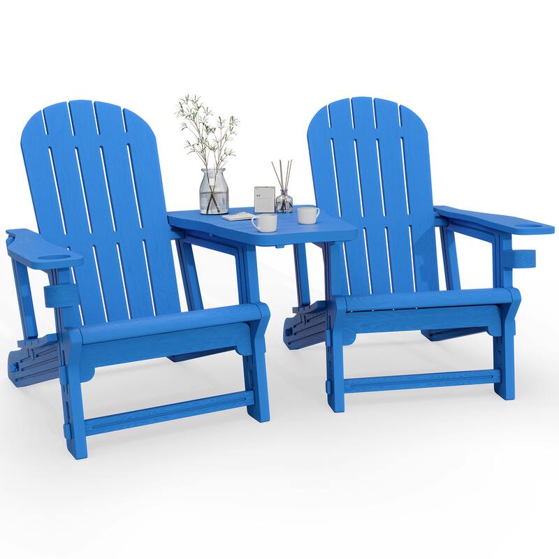 Outdoor All Weather Adirondack Chairs with Movable Footrests, Set of 5/3. - NoFootrest - Blue