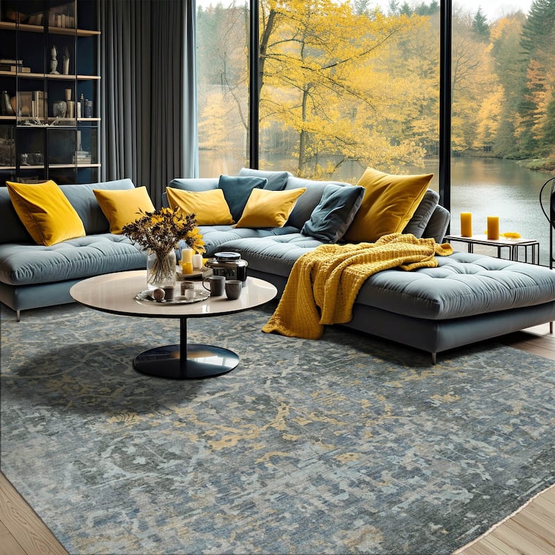 Transitional LoomBloom Gray Turkish Oushak Wool Hand Knotted Rug - 8' x 9' 10''