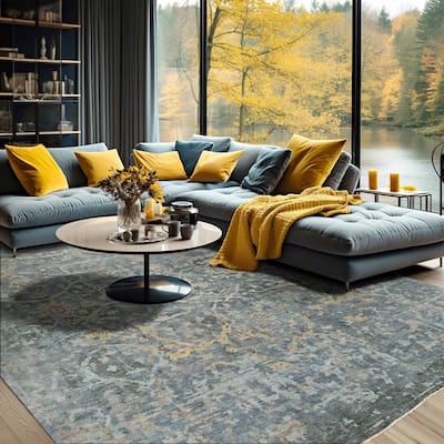 Transitional LoomBloom Gray Turkish Oushak Wool Hand Knotted Rug - 8' x 9' 10''