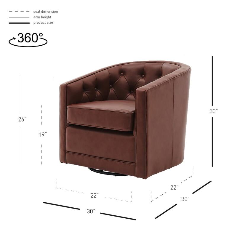 NPD Furniture Walsh Top Grain Leather Swivel Chair