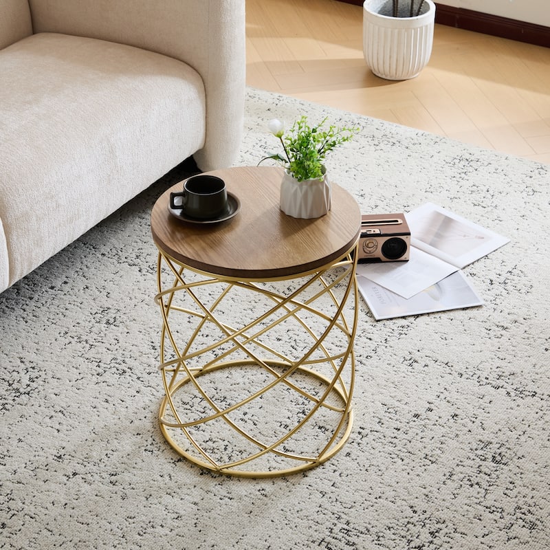 Modern Glass Top Side Table with Decorative Frame