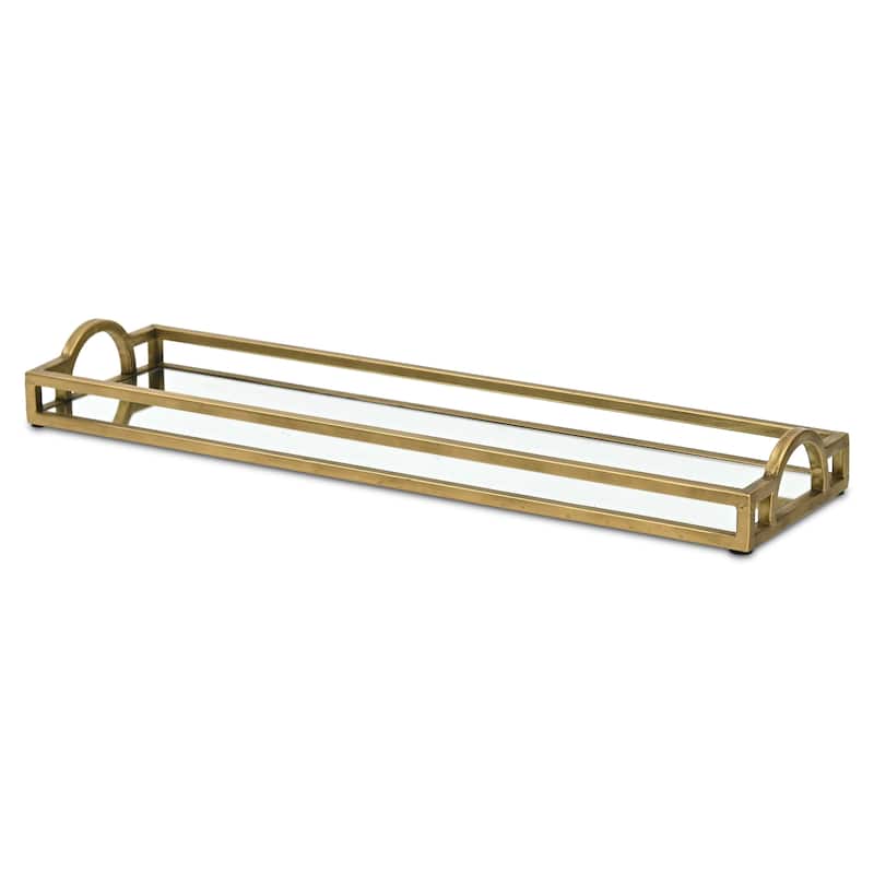 Verena Slim Rectangular Mirrored Tray - Gold