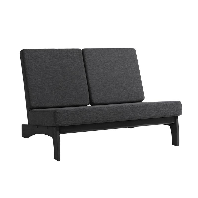 Beach-Style Outdoor Acacia Club Chair Set Loveseate with Plush All-Weather Cushions