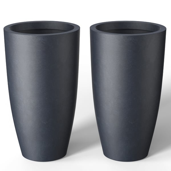 Tall Concrete Round Plant Pots / Large Indoor and Outdoor flower Planters -  On Sale - Bed Bath & Beyond - 40107141
