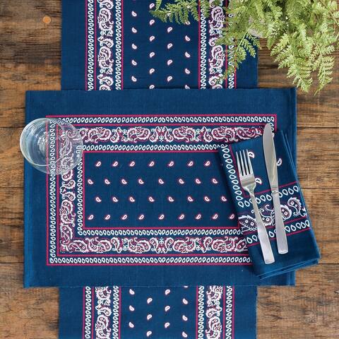 Austin Bandana Navy or Red Cotton Placemat Set of 6