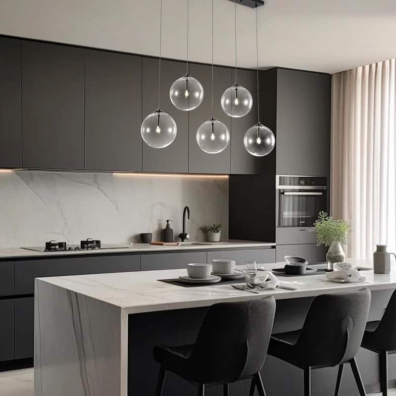 5 - Light Dimmable Kitchen Island Modern Linear Chandelier