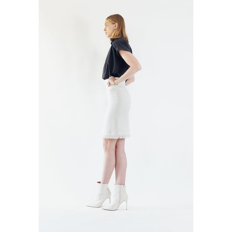 Luxe White Mini Tweed Skirt