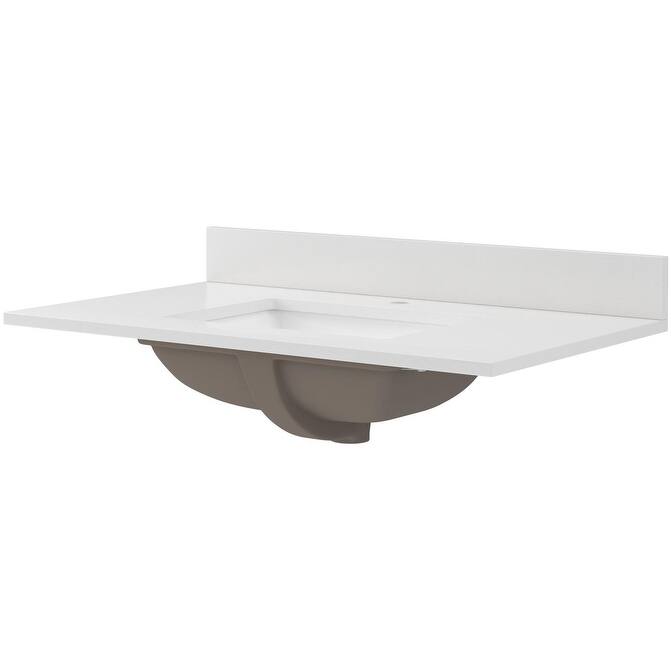 CRAFT + MAIN QZ37221R 37" Quartz Vanity Top with Backsplash and