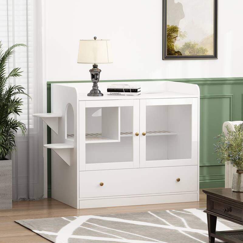 40" Cat-Friendly Litter Box Enclosure with Storage Bookcase Cabinet