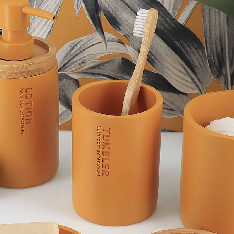 Modern Bathroom Tumbler, Minimalist Design Toothbrush Holder, Versatile Home Organizer - Mustard Yellow