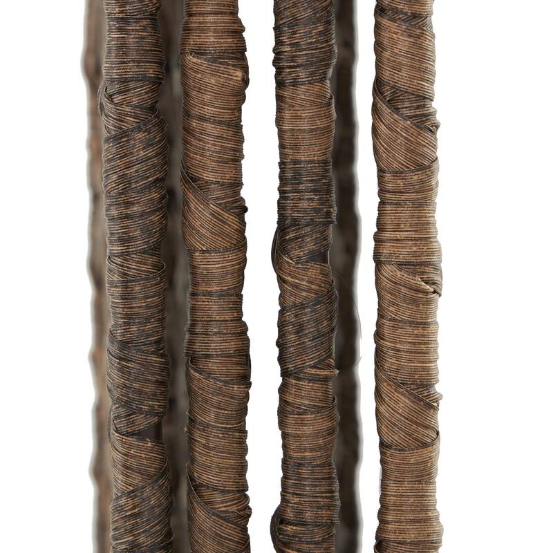 Copper Metal Handmade Foldable Woven 4 Panel Geometric Partition Room Divider Screen with Cutouts