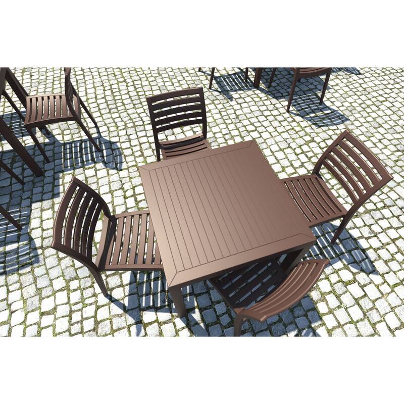5-Piece Brown Stackable Square Outdoor Patio Dining Set 33"