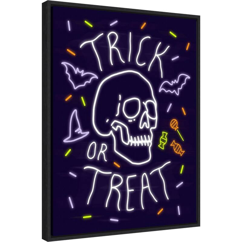 Amanti Art Neon Halloween I Framed Canvas Wall Art