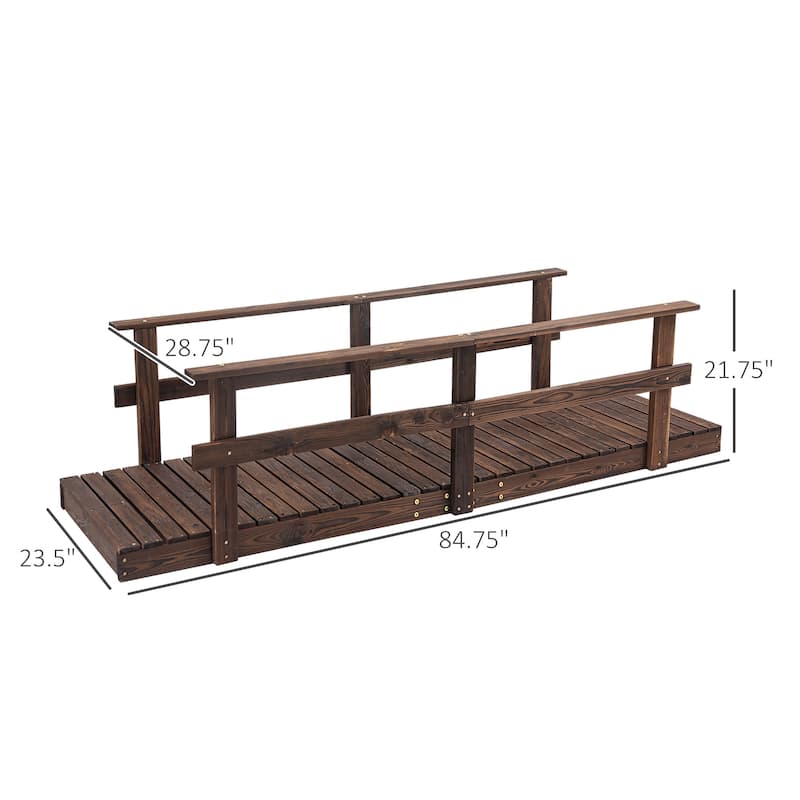 Wooden Garden Bridge with Safety Rails Backyard Footbridge