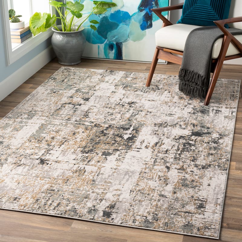 Livabliss Martin Contemporary Abstract Area Rug - 6'7" x 9'6" - Medium Grey - Rectangle