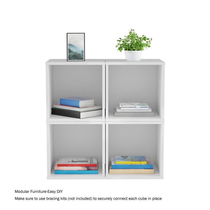Lavish Home Contemporary Stackable Modular Cube End Table (White)