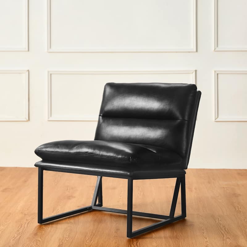Glitzhome Set of 2 30.25"H Modern Ergonomic PU Accent Armless Chair