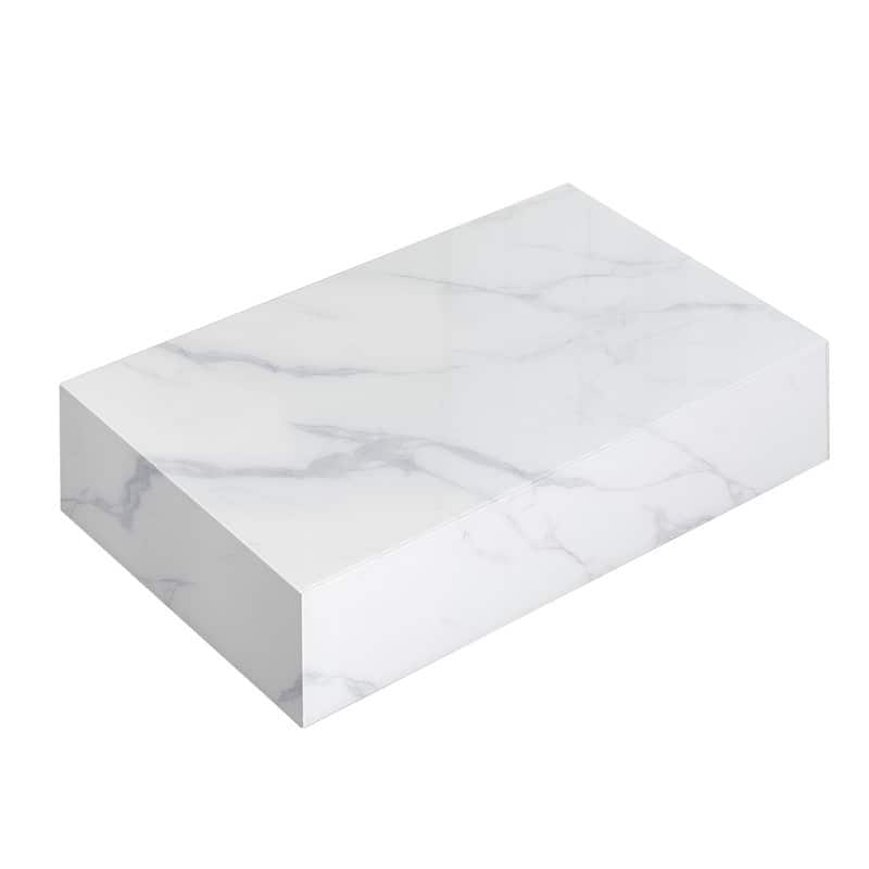 Faux Marble Solid Block Rectangular Coffee Table