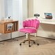 preview thumbnail 101 of 118, Velvet Home Office Desk Chair, Height Adjustable Task Chair, Armless Single Chair with Wheels, 360° Swivel Vanity Chair - N/A Rose Red