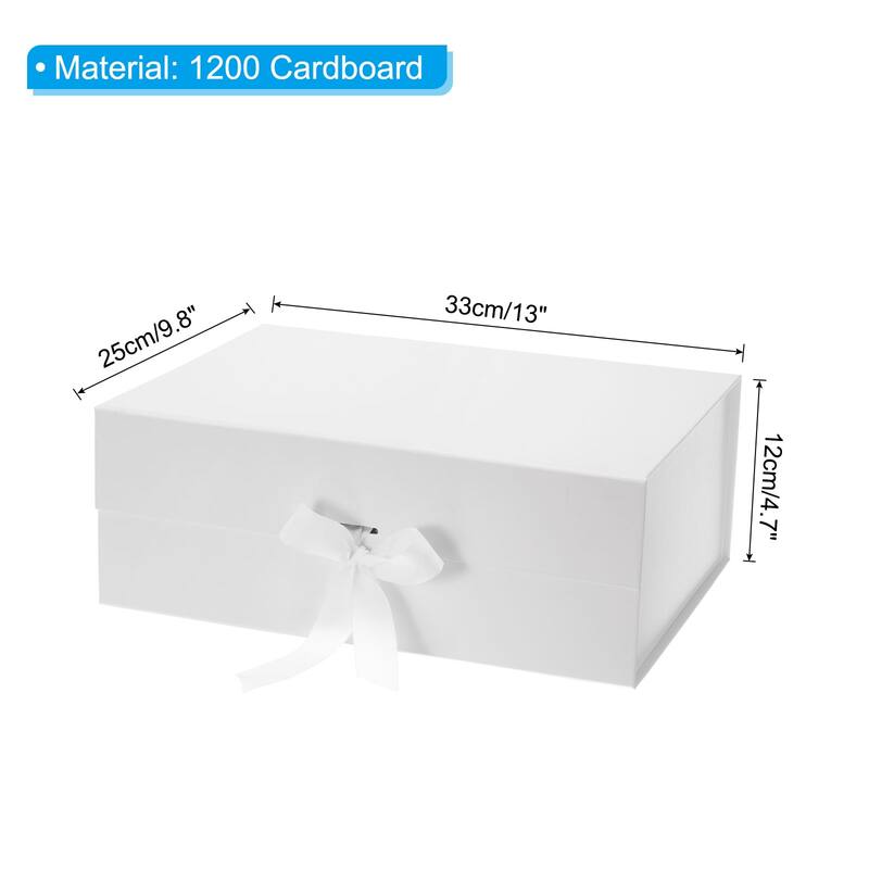 13x10x5 Inch Magnetic Gift Box Collapsible Paper Party Favor Boxes - 13x10x5 Inch - White
