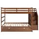preview thumbnail 5 of 7, Walnut Elegant Full-Over-Full Bunk Bed with Trundle and 3 Storage Stairs