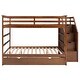 preview thumbnail 5 of 7, Walnut Full Over Full Pine Bunk Bed with Trundle, Storage Stairs, Guardrail