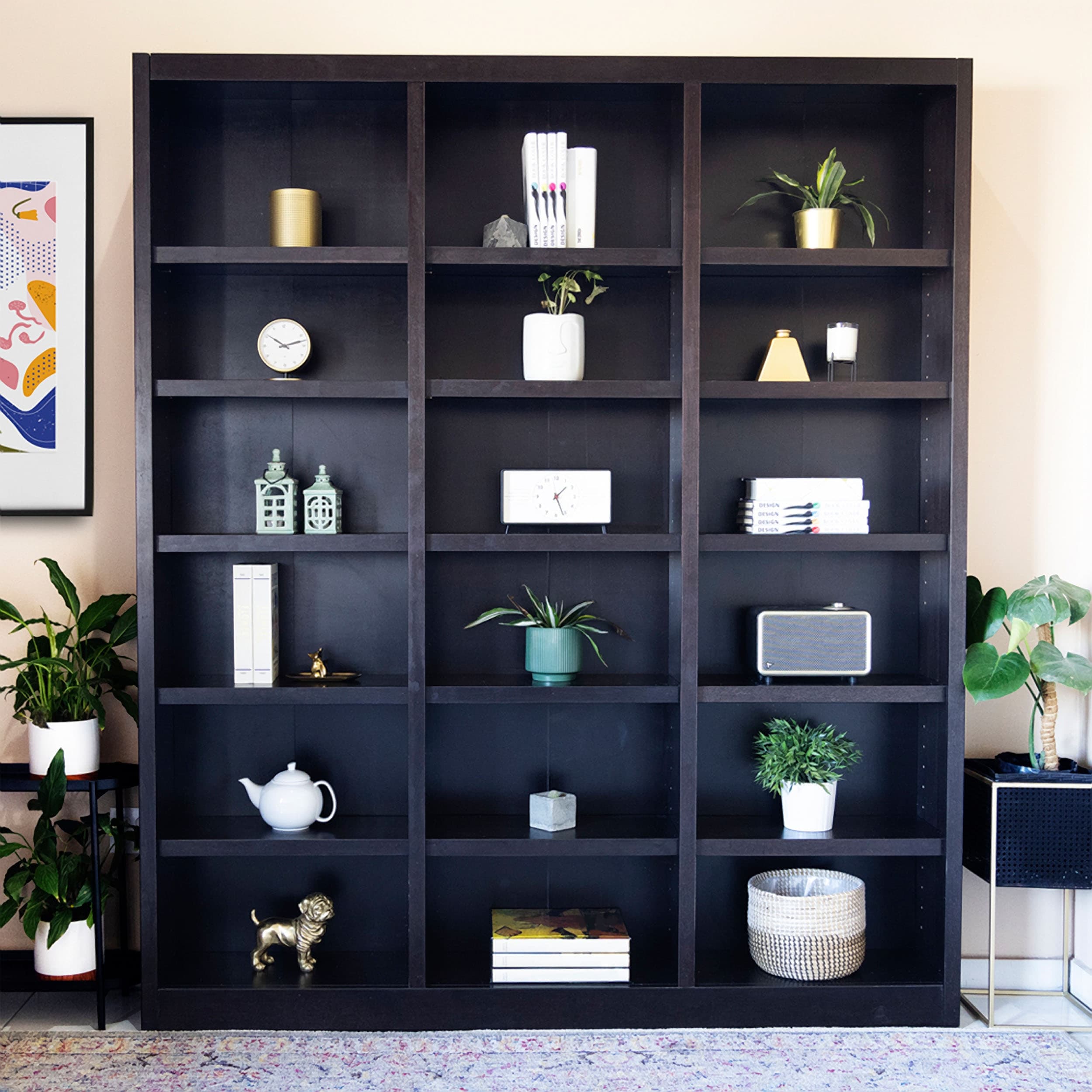 置物 awake Concepts in Wood Bookshelf, 18 Shelf, Triple Wide, 84 inch Tall