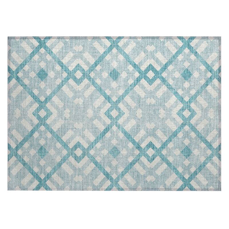 Machine Washable Indoor/ Outdoor Chantille Contemporary Trellis Rug