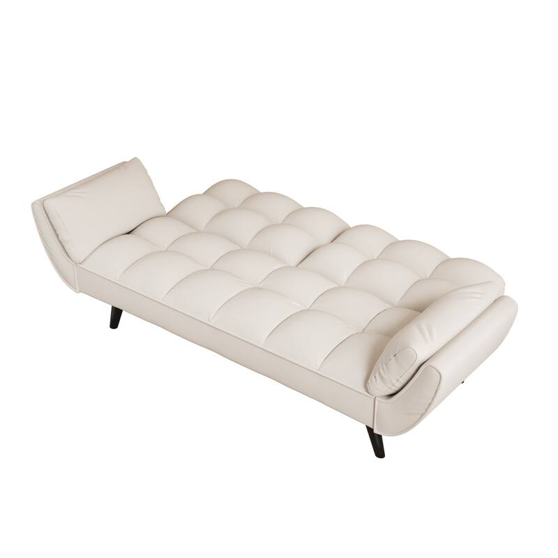 Velvet Sofa Bed with Adjustable Backrest, 57-Inch Space-Saving Couch for Small Rooms