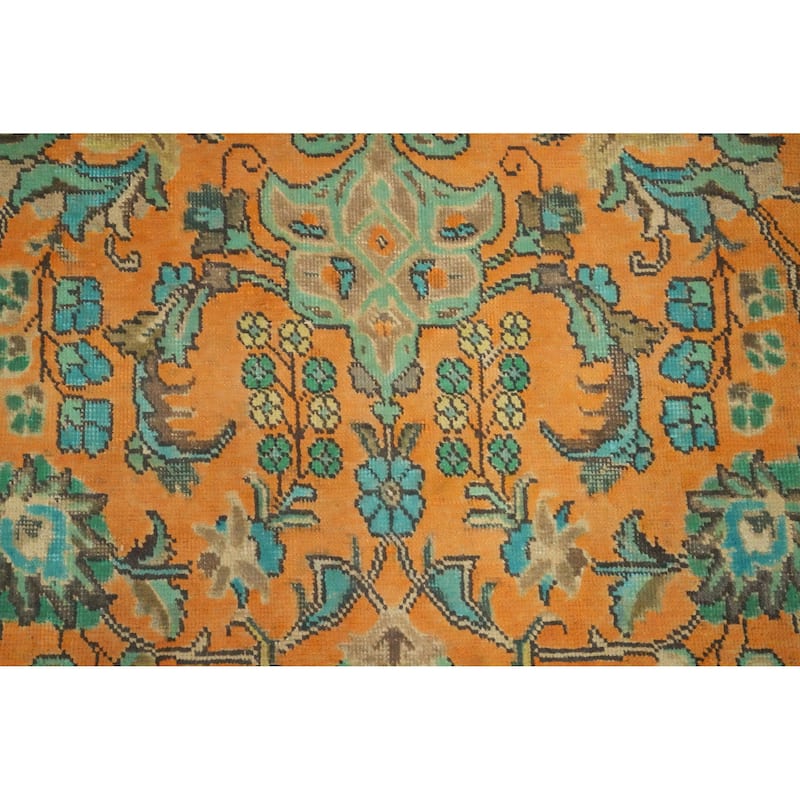 Hand Knotted Oriental 100% Wool Carpet Traditional Floral Oranges & Rust Tabriz Area Rug - 11' 6'' X 9' 5''
