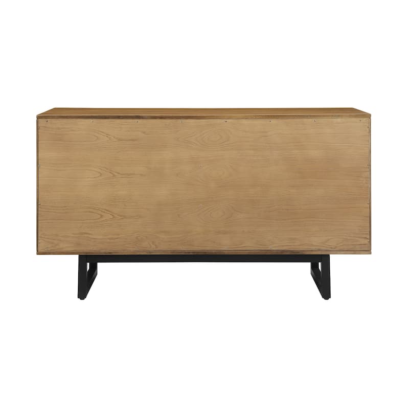 HomeRoots 59" Brown Solid Wood Four Drawer Double Dresser