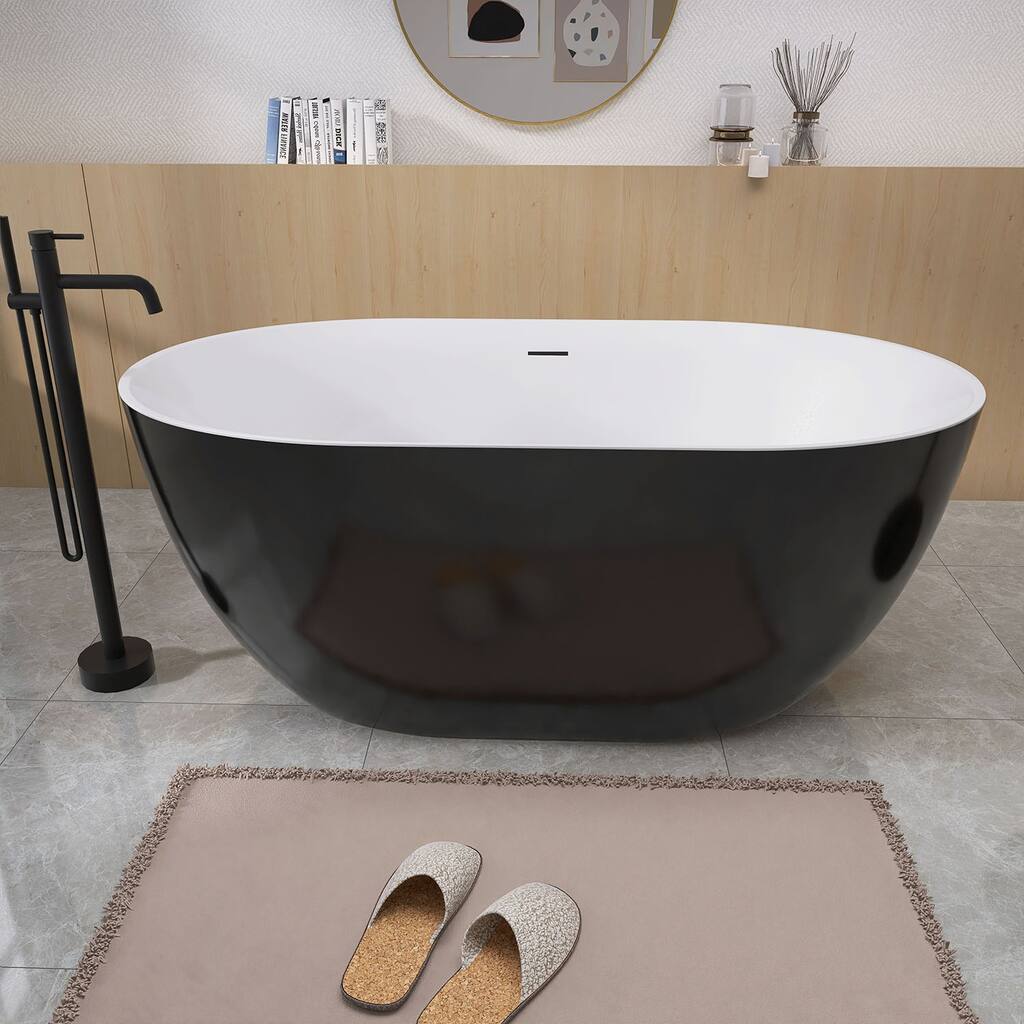 Acrylic Free Standing Tub - Classic Oval Shape Soaking Tub