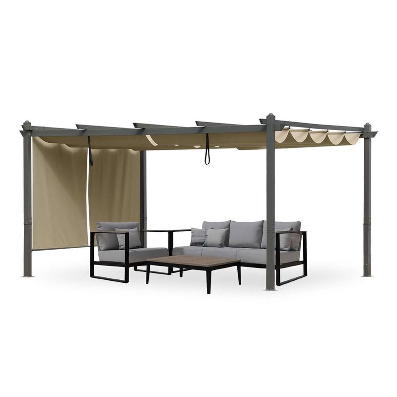 Aoodor 12' x 14' Outdoor Pergola with Aluminum Frame & Retractable Canopy