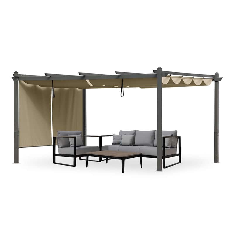 Aoodor 12' x 16' Outdoor Pergola with Retractable Shade Canopy