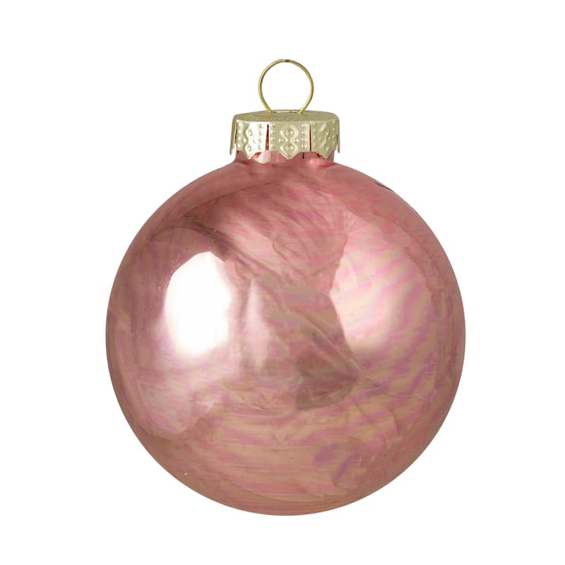 9ct Shiny Matte Pink Gold Glass Ball Christmas Ornaments 2.5" (65mm)
