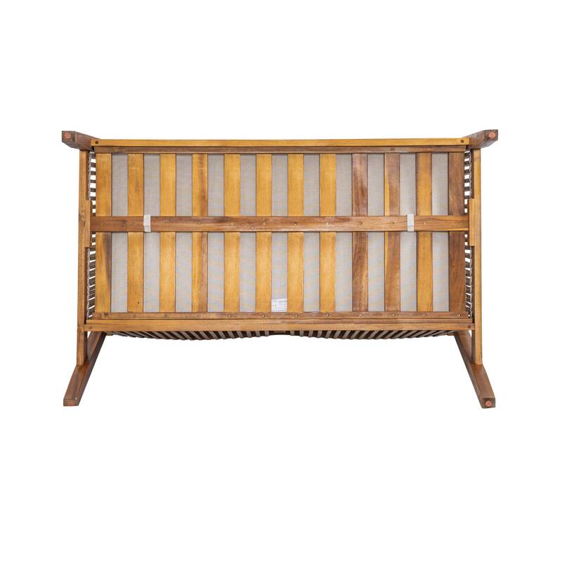 Christopher Knight Home - Outdoor Modern Solid Acacia Wood 2-Piece Conversation Set with Rope Arm Loveseat and Coffee Table