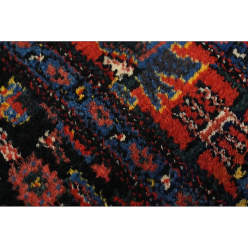 Hand Knotted Oriental 100% Wool Carpet Traditional Geometric Navy Blue & Blues Bibikabad Runner Rug - 18' 10'' X 3' 9''