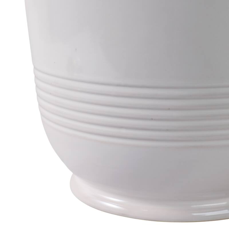 Ceramic Planter Ruffle Edge Home Garden Use (Set of 2) - 10", 7" Ivory - 11" x 11" x 9.5"
