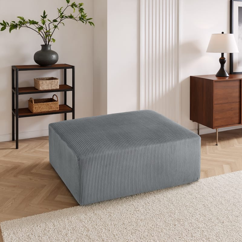 40"W Oversized No Assembly Corduroy Rectangle Ottoman