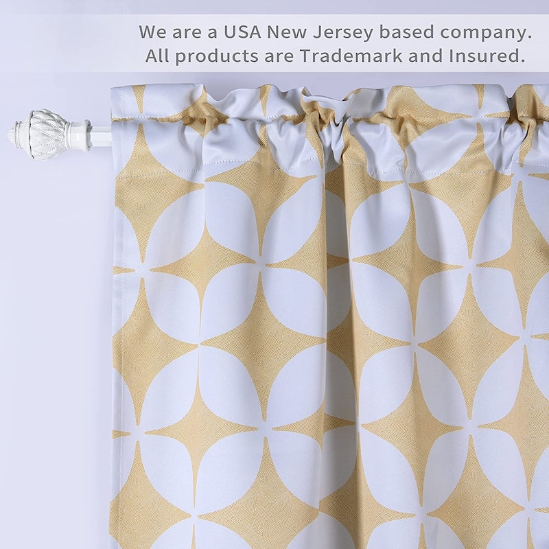 DriftAway Amelia Geo Round Circle Star Pattern Room Darkening Scalloped Swag Curtains - 33" Width X 60" Length