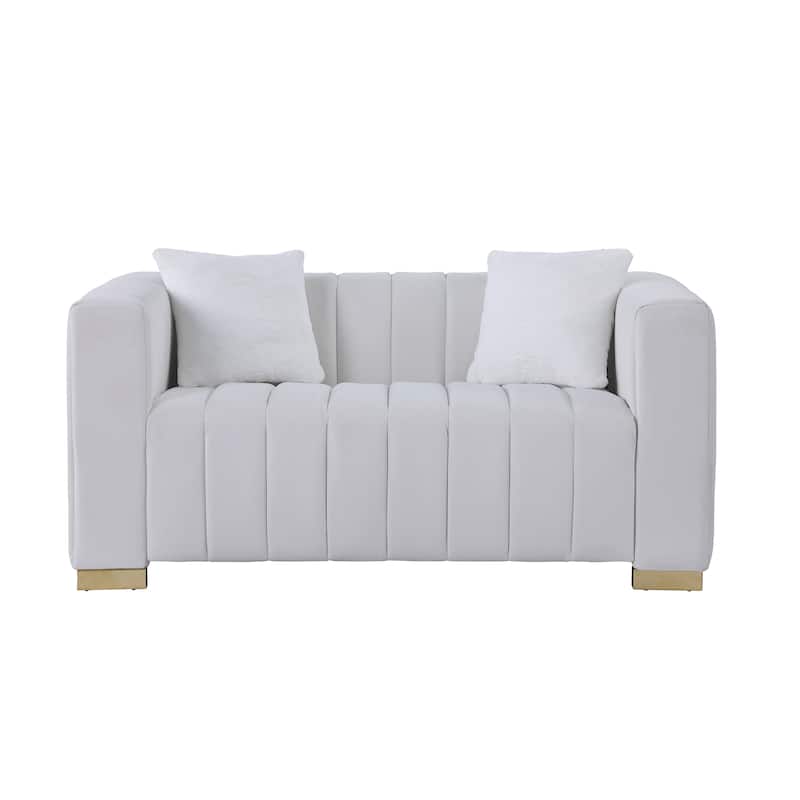 A modern channel sofa take on a traditional Chesterfield,White color,loveseater
