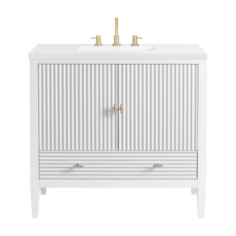 James Martin Vanities 485-V36-3WZ Myrrin 36" Single Basin Wood Vanity - Bright White - Painted