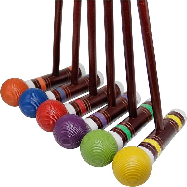 slide 2 of 9, Six Player Deluxe Croquet Set with Wooden Mallets