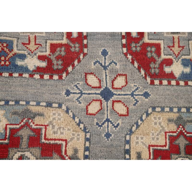 All-Over Geometric Kazak Oriental Area Rug Handmade Wool Carpet - 10'0" x 13'2"