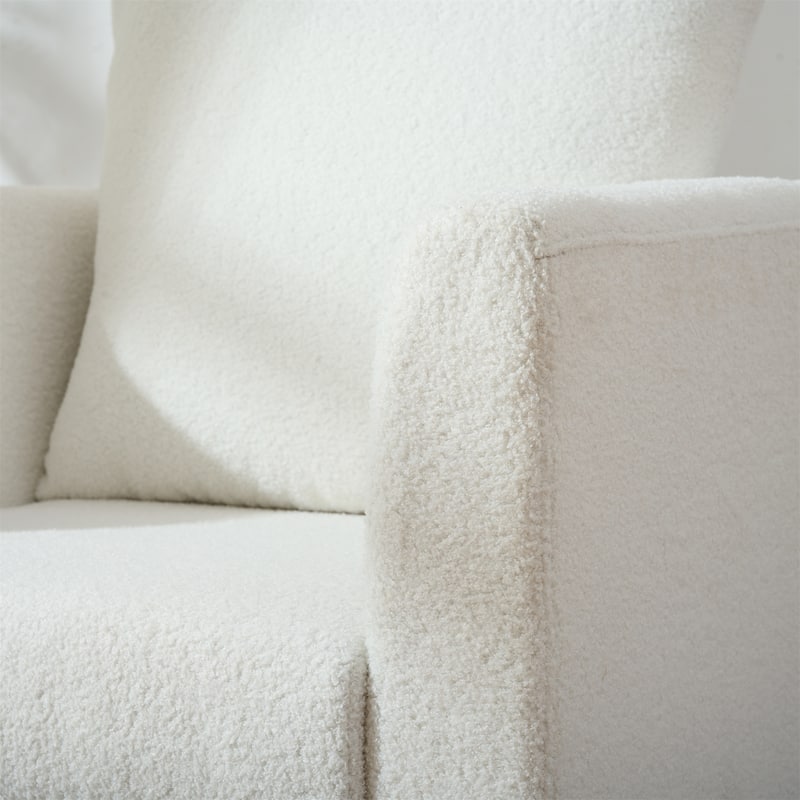 Upholstered Teddy Fabric Accent Chair, Arm Chairs with Pillow Mid Century Modern Living Room Lounge Chair, Single Sofa Chair